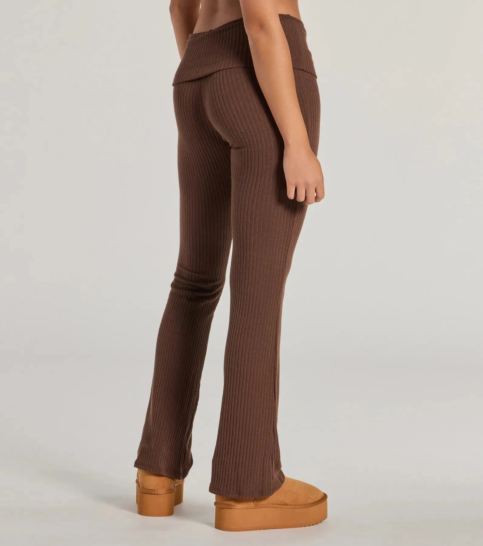 Casual Trend Knit Fold-Over Flare Pants