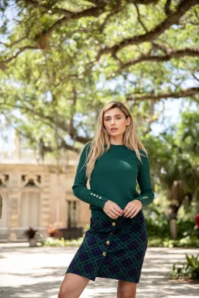 Checkerboard Button Skirt 26" Green