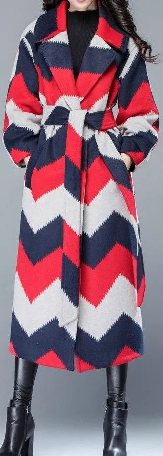 Chevron Multi Colored Cashmere Coat