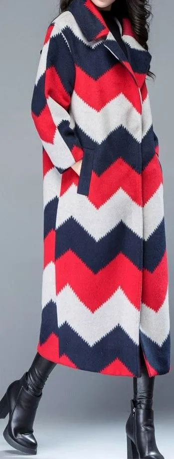 Chevron Multi Colored Cashmere Coat