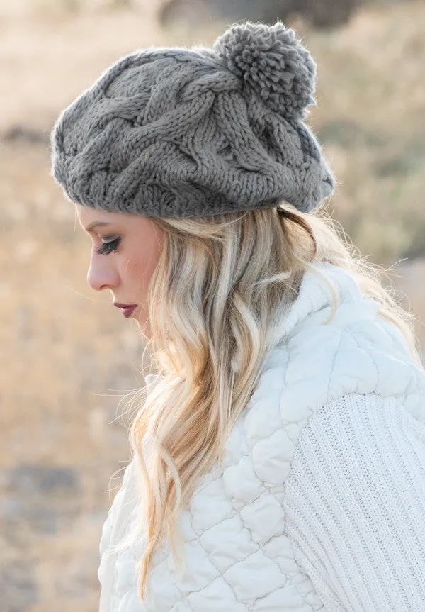 Chunky Knit Pom Pom Beanie