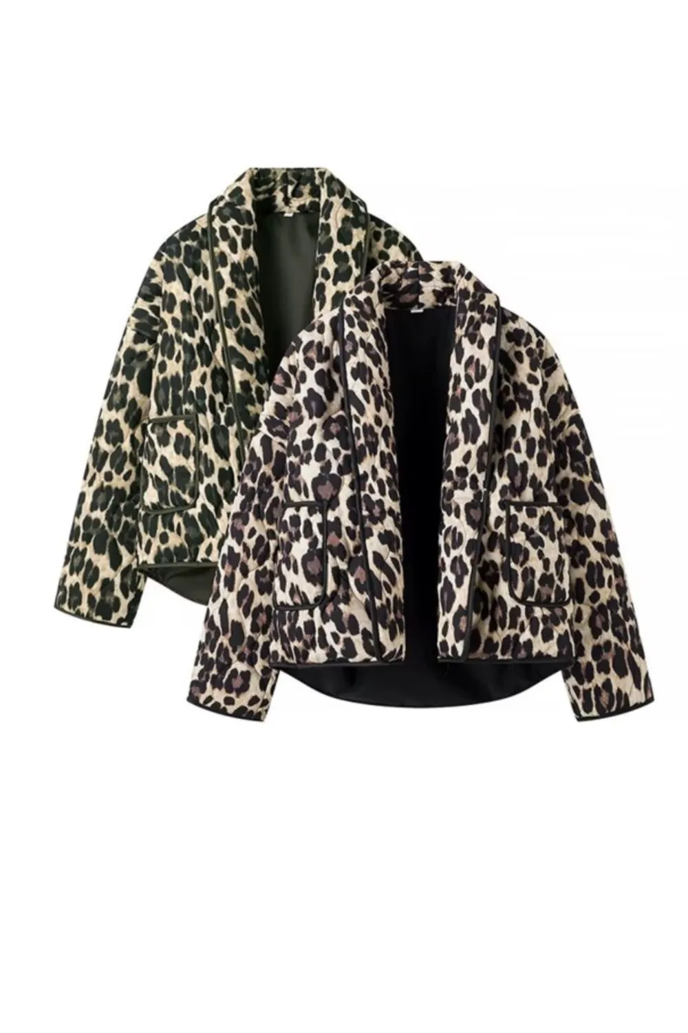 'Claire' Open Front Leopard Print Blouse Jacket