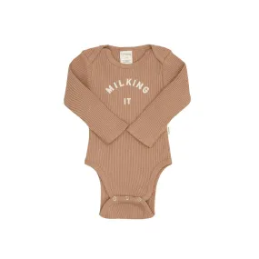 Claude & Co "Milking It" Organic Ribbed Bodysuit - Soft Chocolate