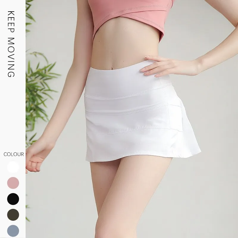 Cloud Hide Pockets Yoga Skirts Sexy High Waist Athletic Quick Dry Women Casual Sports Gym Tennis Golf Running Pleated Skort