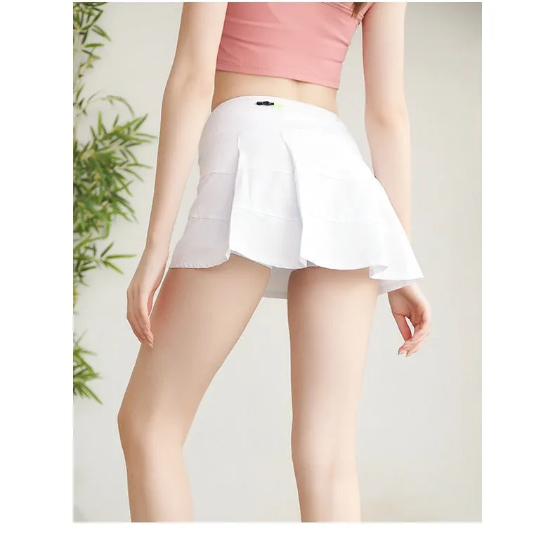 Cloud Hide Pockets Yoga Skirts Sexy High Waist Athletic Quick Dry Women Casual Sports Gym Tennis Golf Running Pleated Skort