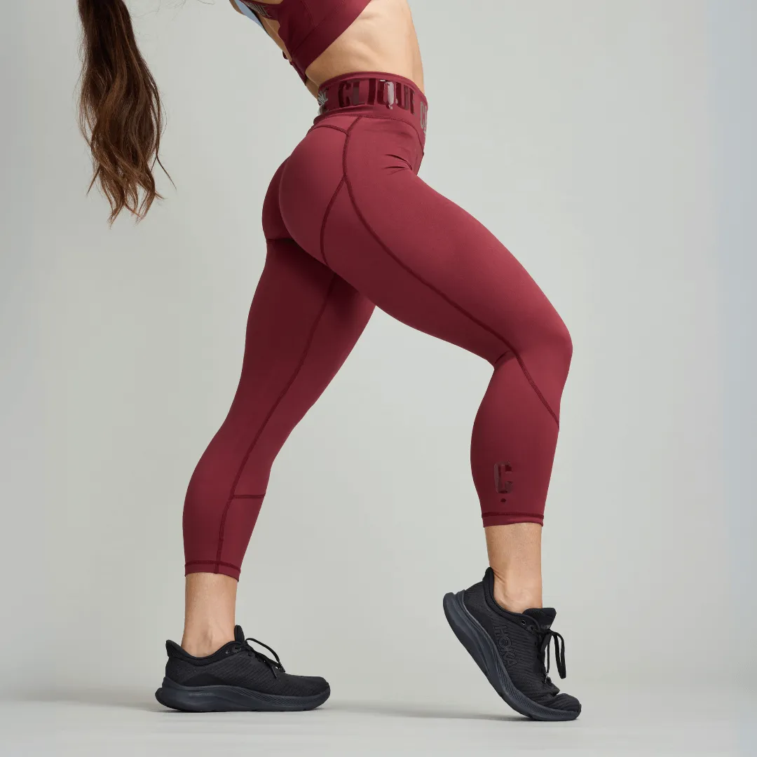 CLQ Power 7/8 Compression Tights - Oxblood