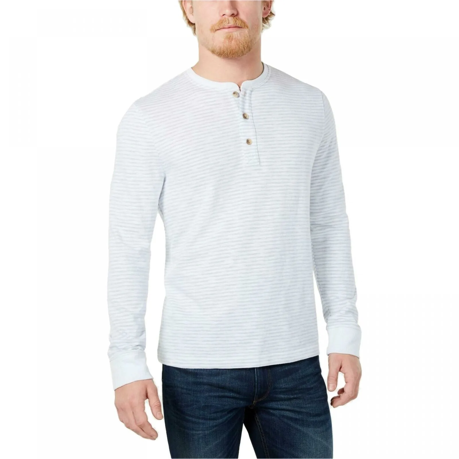 Club Room Men's Striped Speckled Stripes Henley Shirt