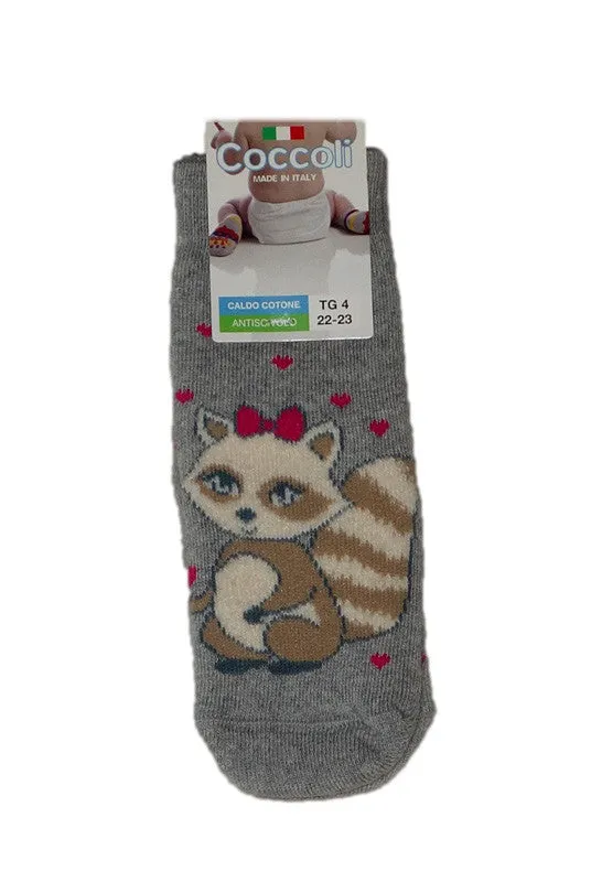 Coccoli Girls Squirrel Cotton Grip Socks