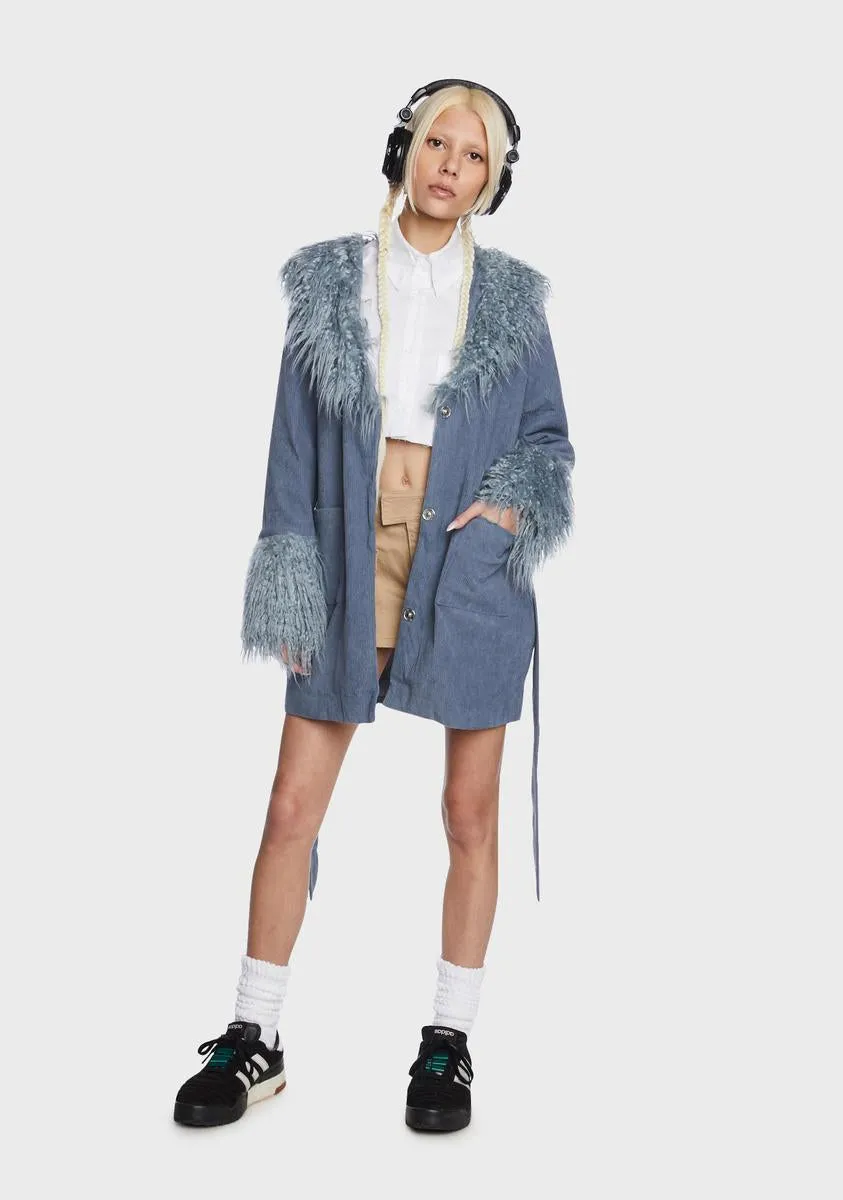 Corduroy Faux Fur Coat