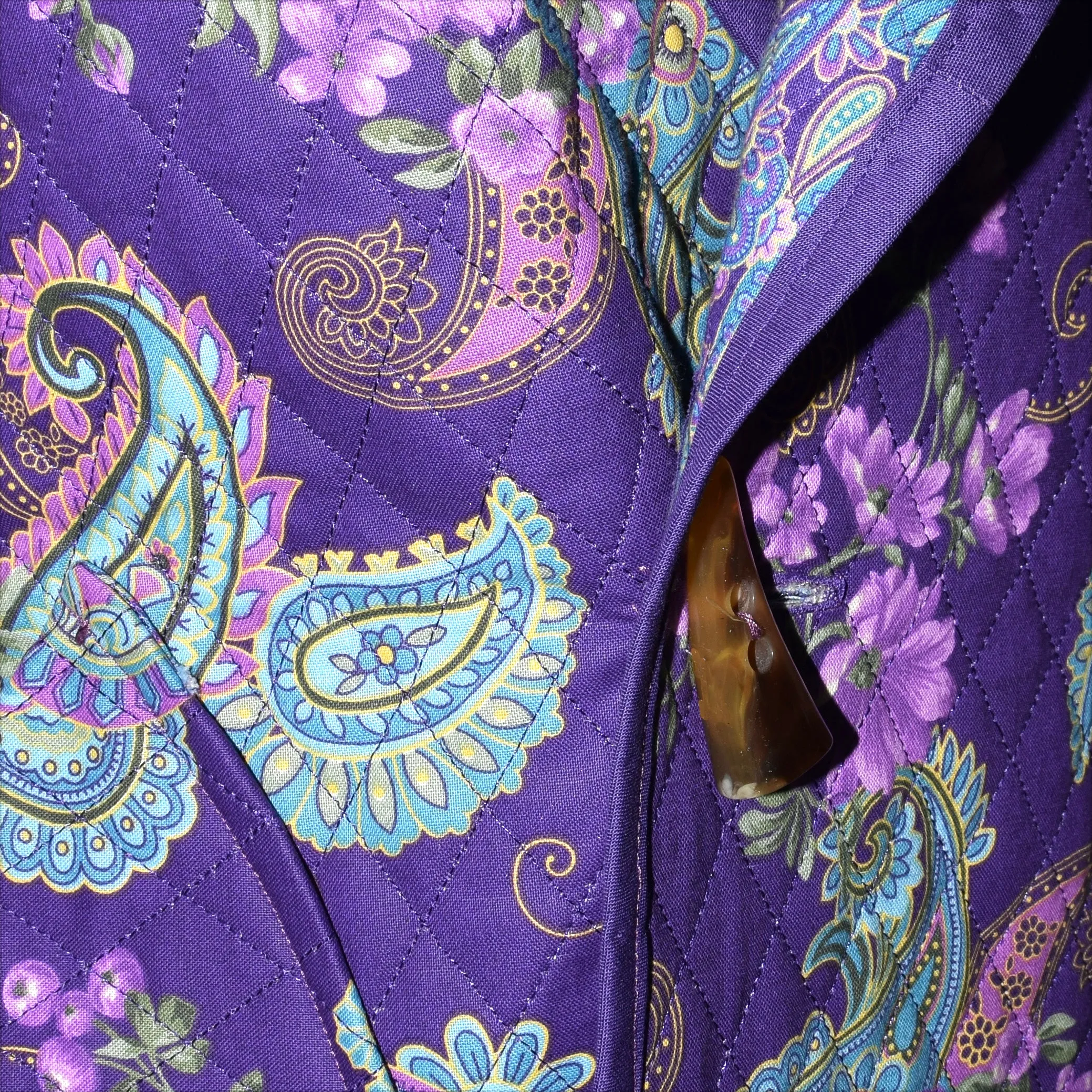 Cozy Quilted Purple Print Lined Jacket with Raglan Sleeves