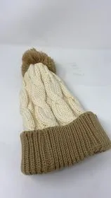 Cream Pom Pom  Stocking Hat