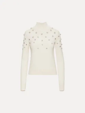 Crystal Embroidered Turtleneck