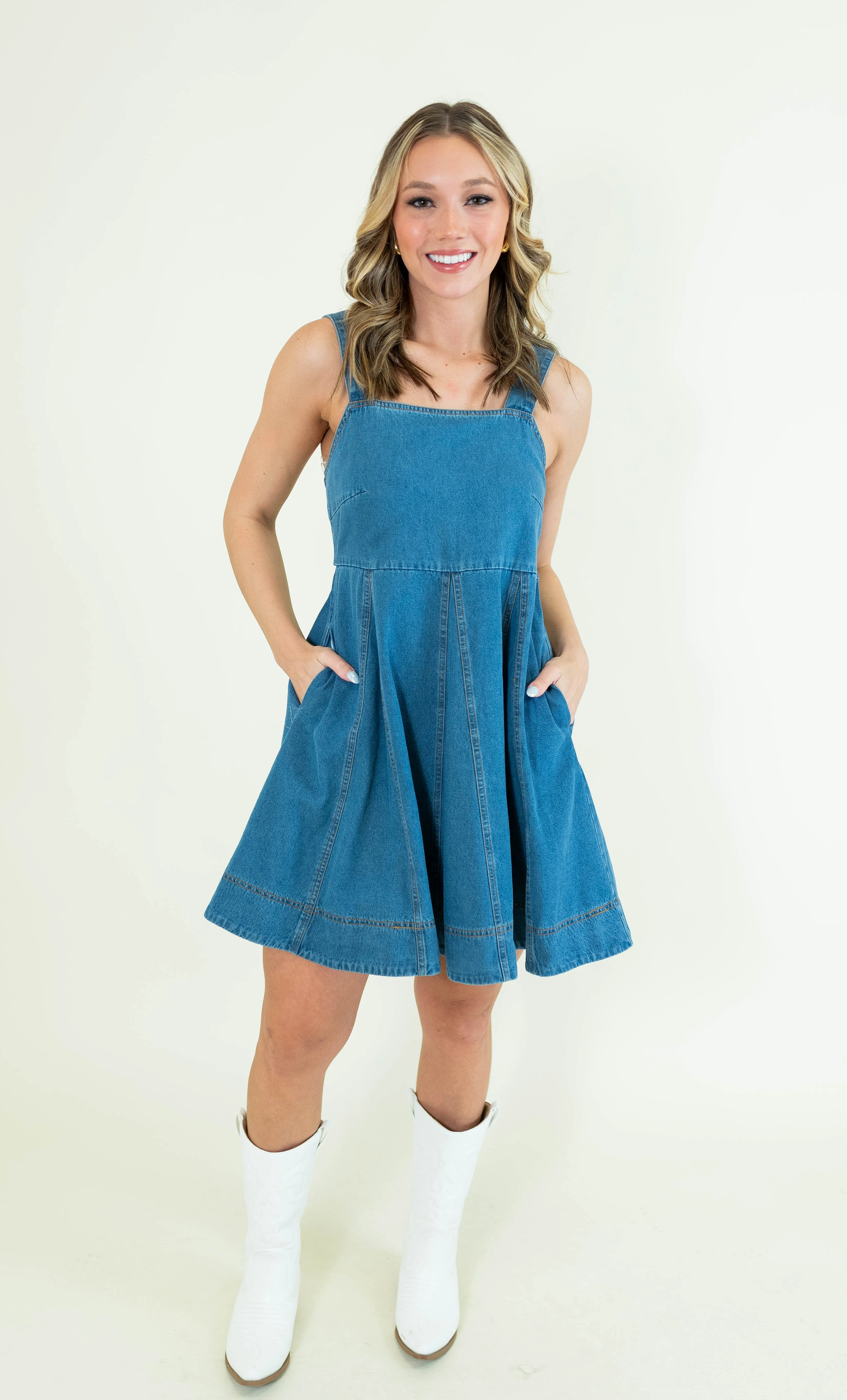 Denim Babydoll Pullover Mini Dress