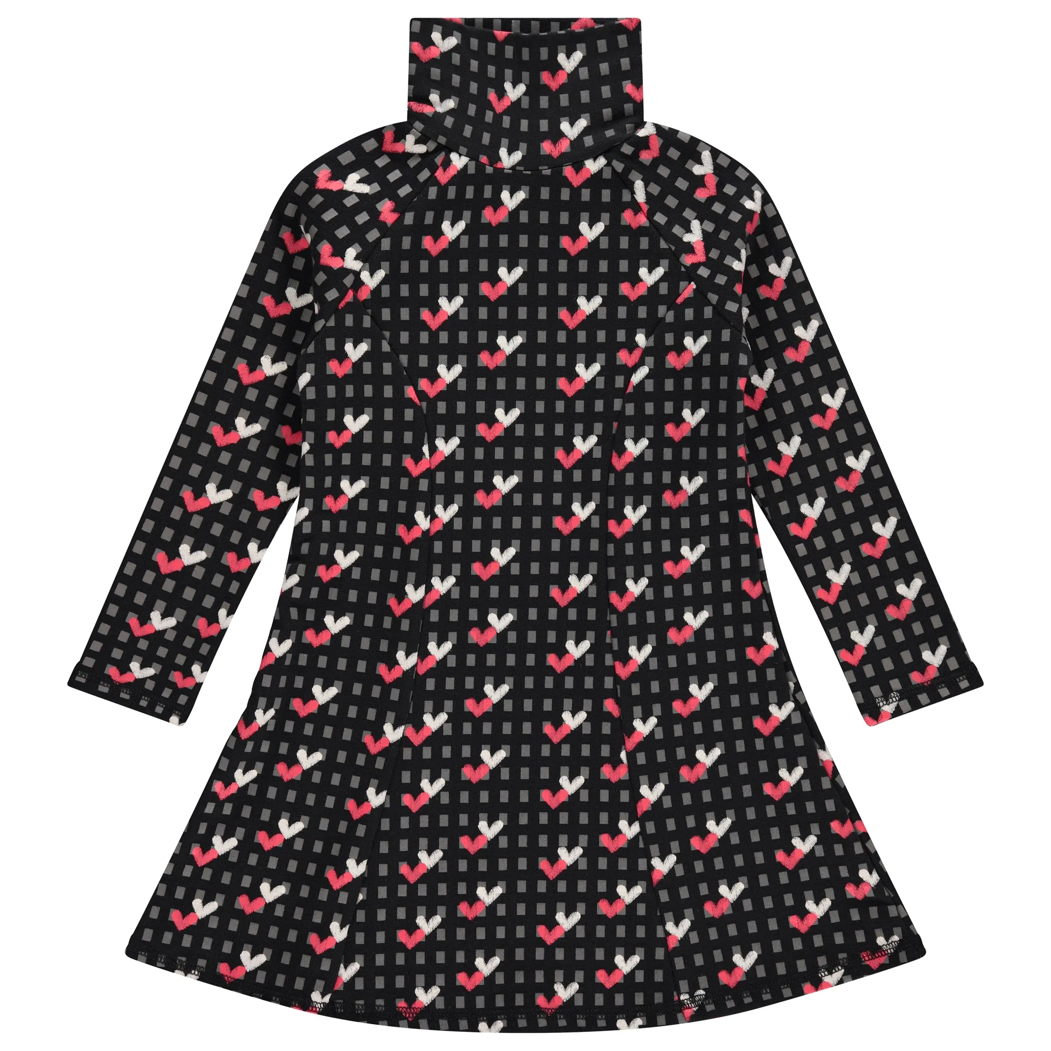 dress swing french terry turtleneck - heart print