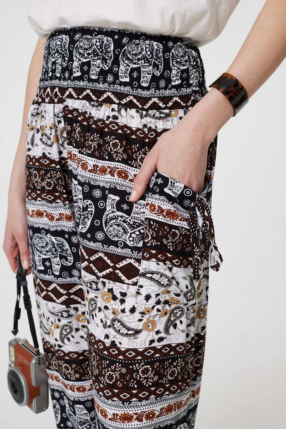 Elephant Print High Waist Harem Pants