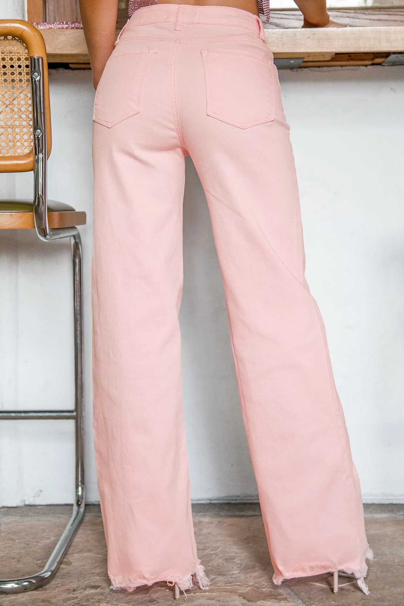 Elizabeth Distressed Light Pink Jeans