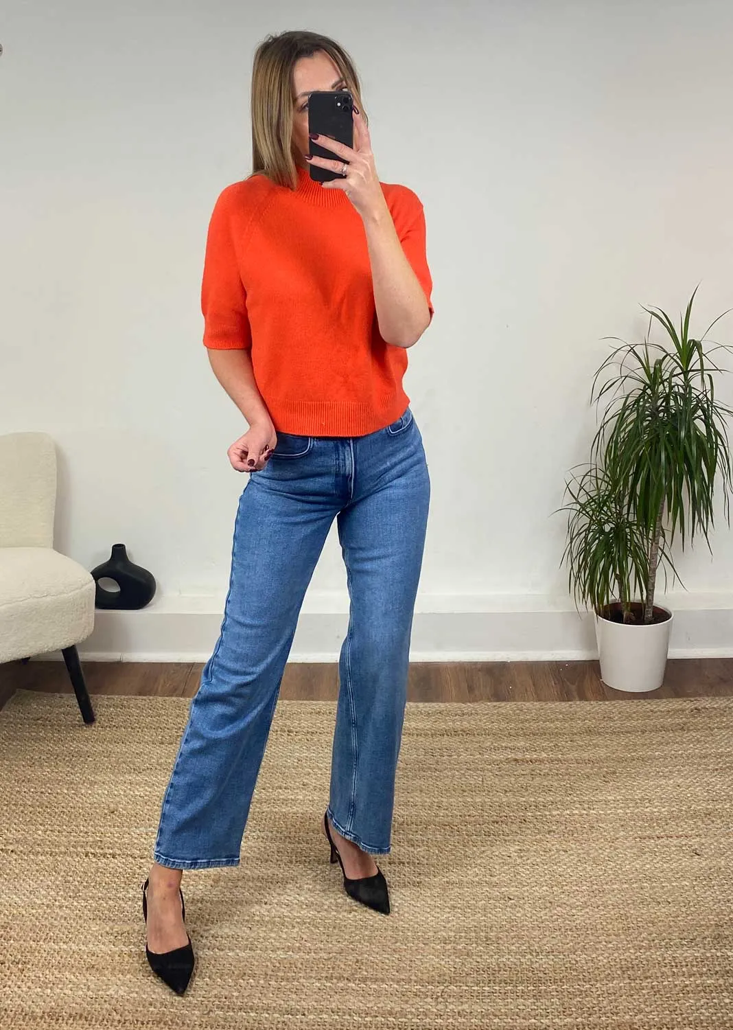 Elle Soft Knit Top in Orange