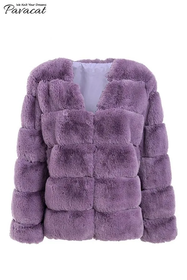 elveswallet Elegant Thick Fluffy Faux Fur Coat - Dark Green