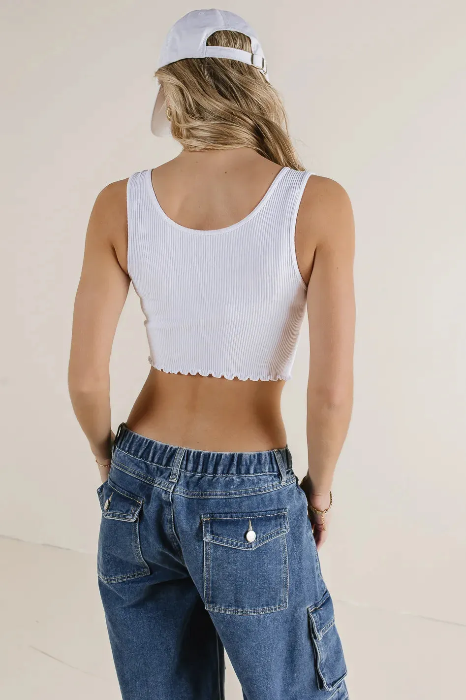 Everleigh Cropped Tank in White