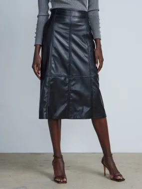 Faux Leather Banded High Rise Midi Skirt