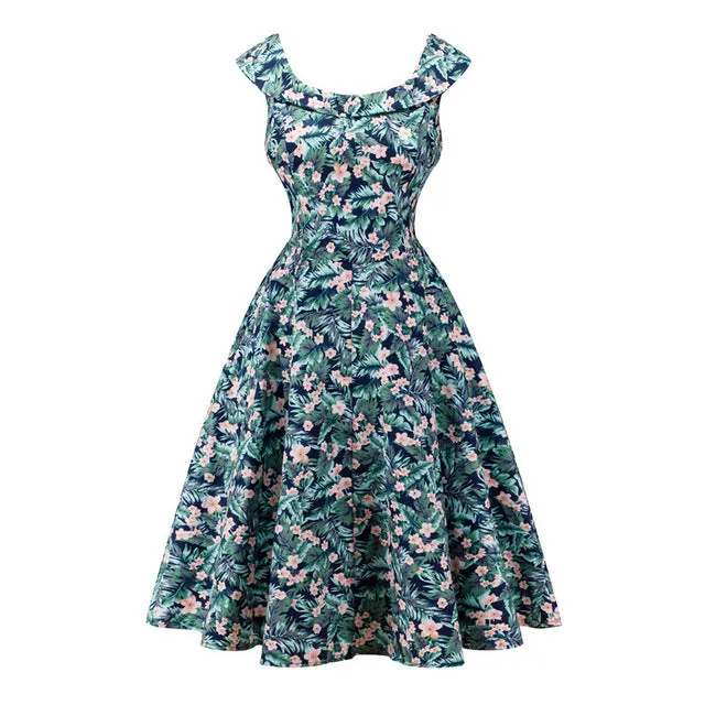 Floral VIntage Dress with Belt