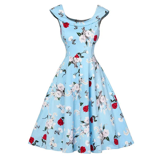 Floral VIntage Dress with Belt