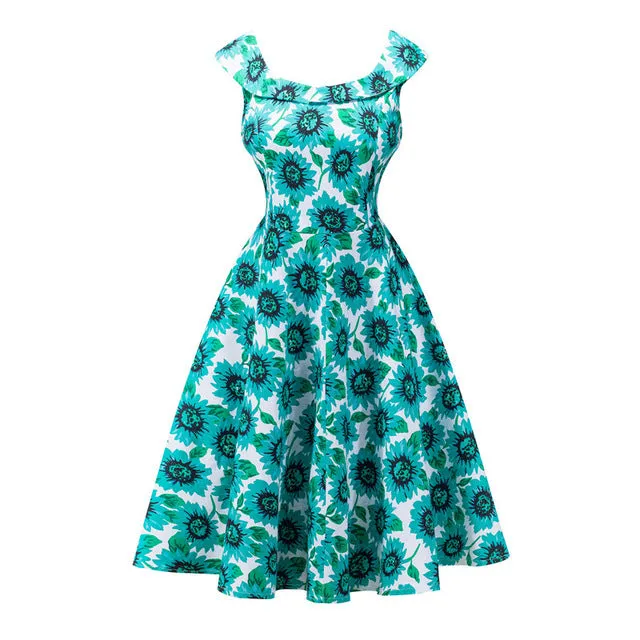 Floral VIntage Dress with Belt