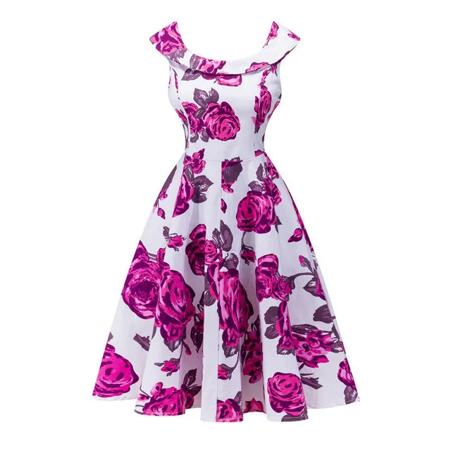 Floral VIntage Dress with Belt