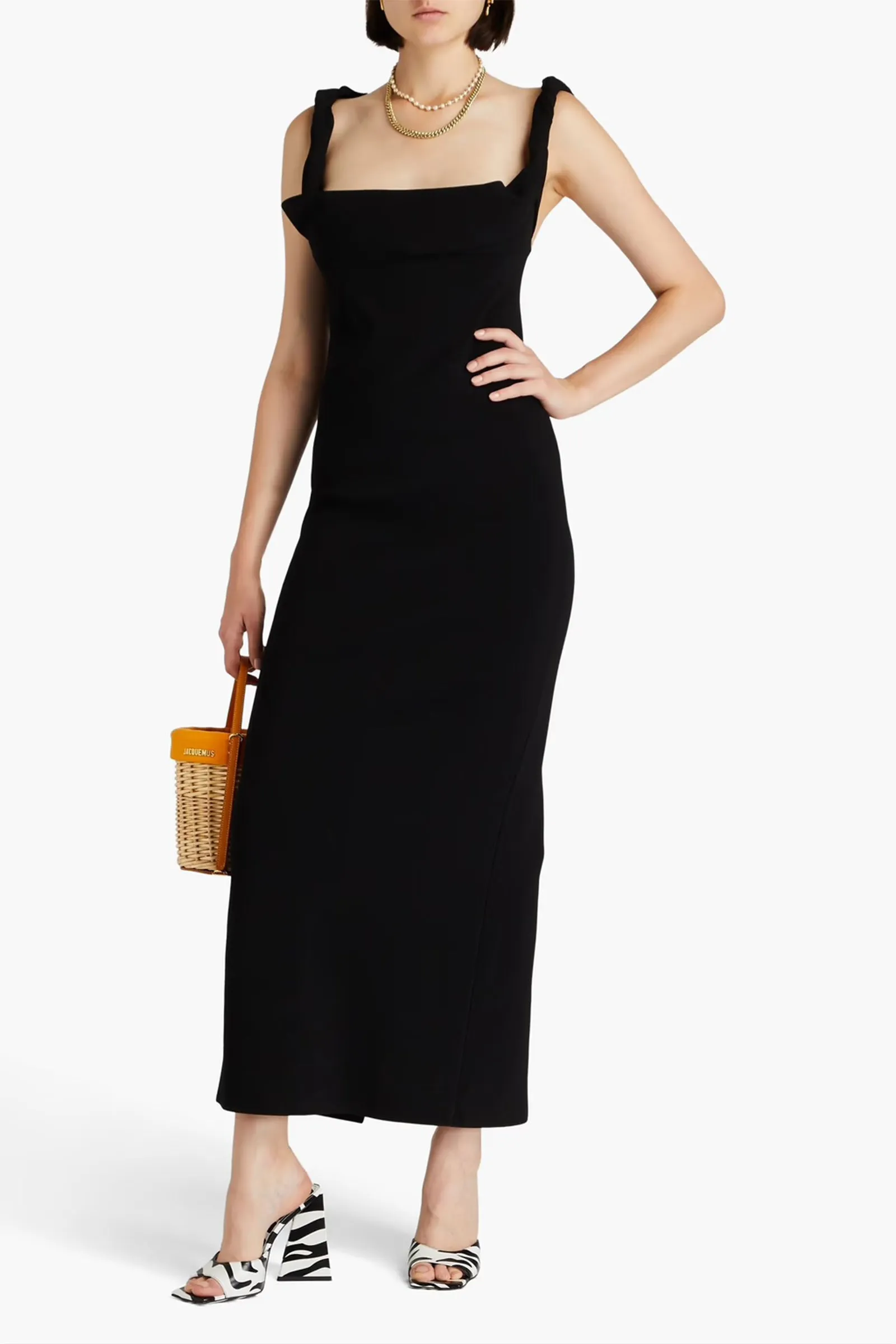 Fold-over Twist-front Stretch-knit Maxi Dress