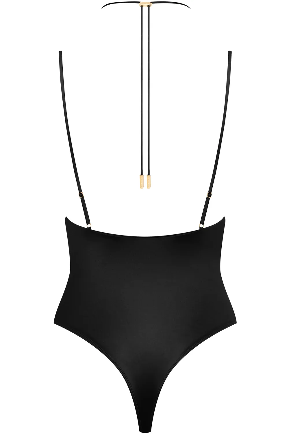 French Kiss Strap Thong Bodysuit Black