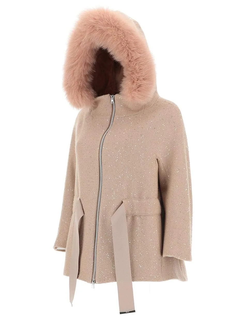 Fur Hood Bracelet Sleeve Coat