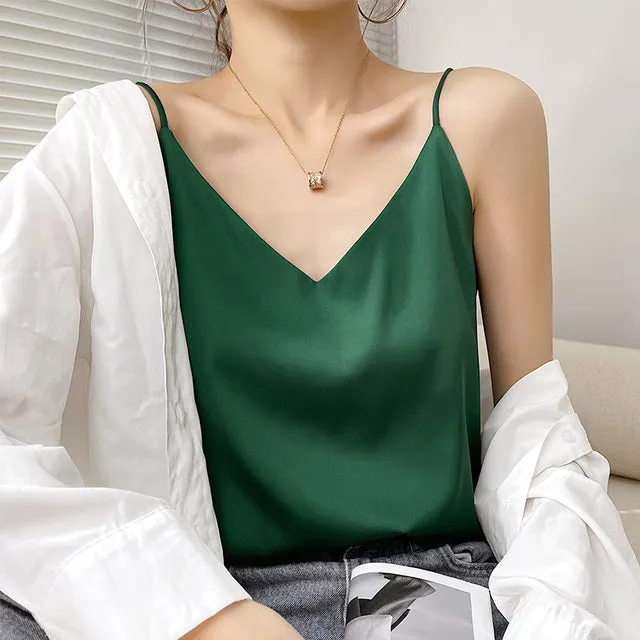 Gigi V-Neck Satin Women's Top