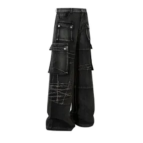 Gothic Cargo Wide-Leg Jeans