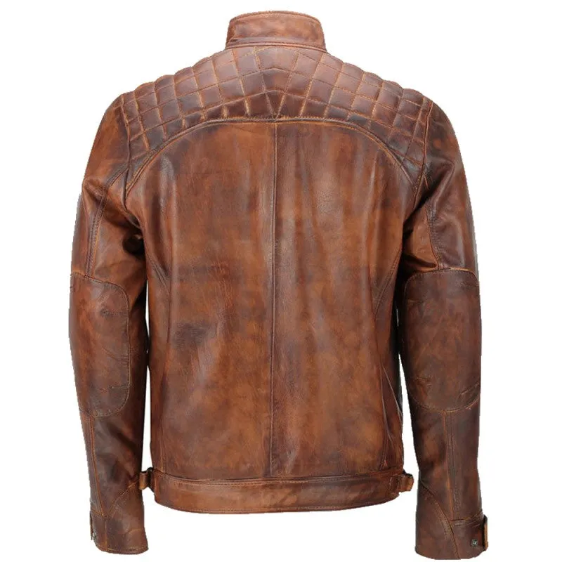 Gynith Brown Quilted Leather Jacket