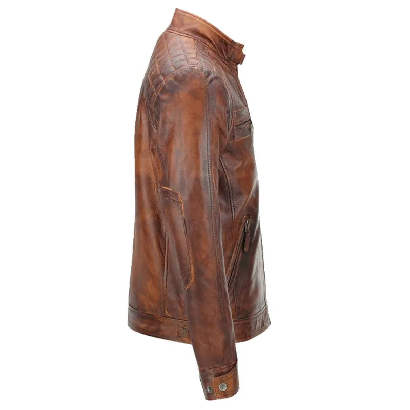 Gynith Brown Quilted Leather Jacket