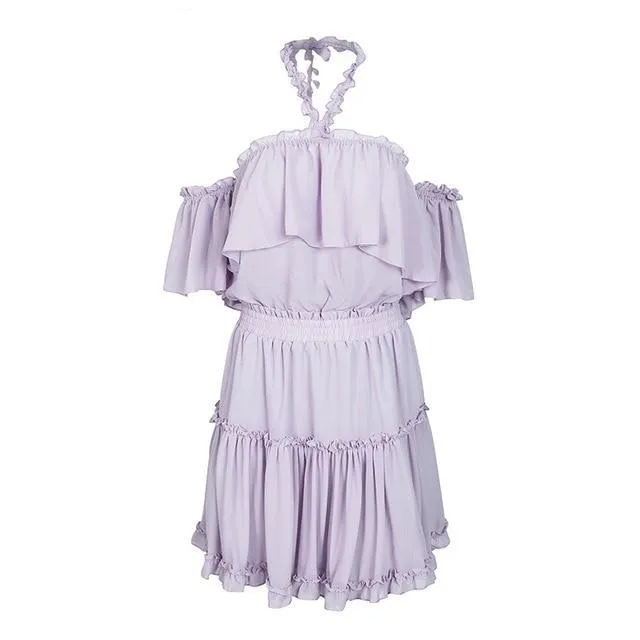 Halter Off Shoulder Summer Ruffle Dress