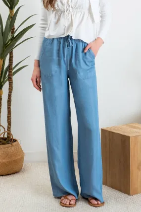 High Waist Chambray Pants