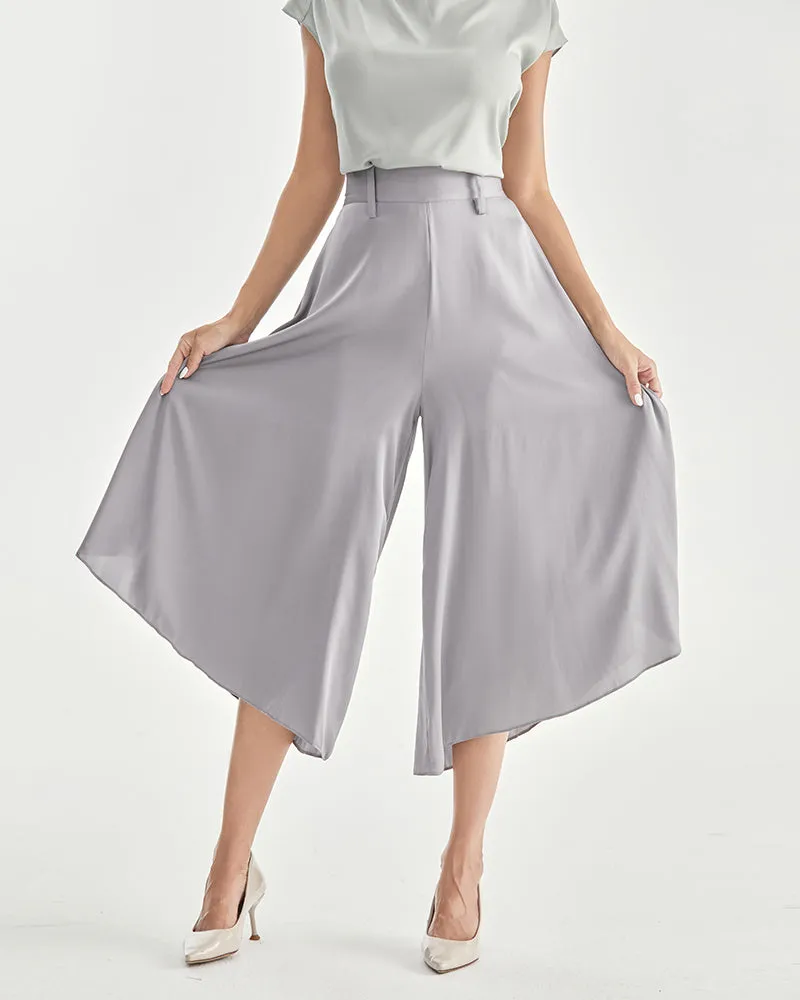 High Waist Silk Women Pants Wide Leg Pants