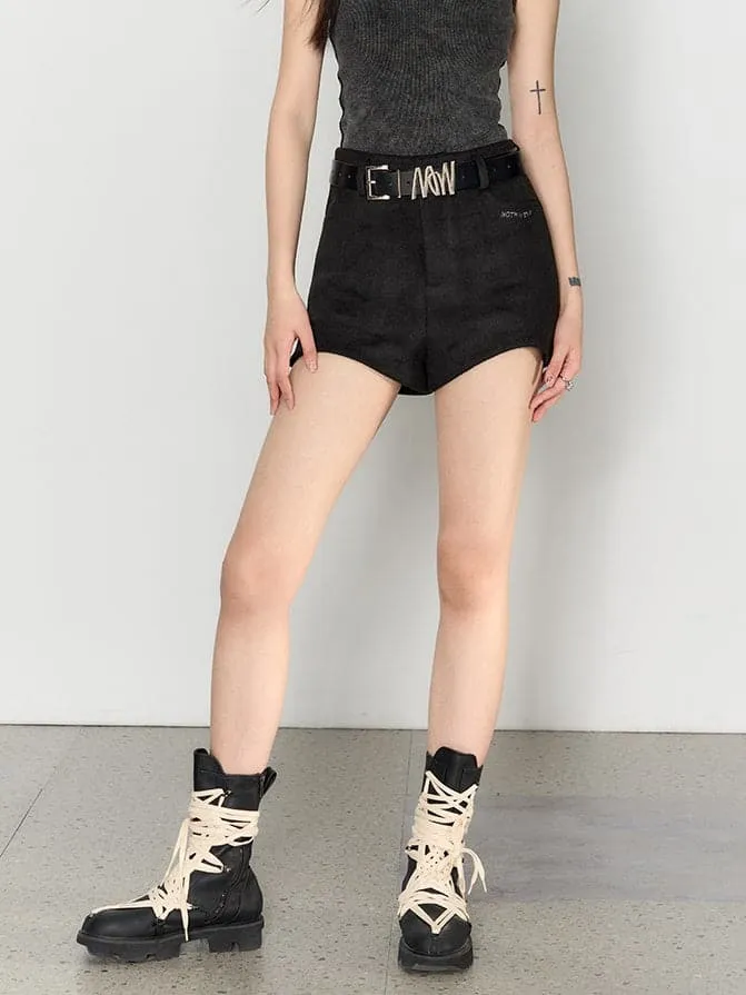 High Waist Woolen Hot Shorts