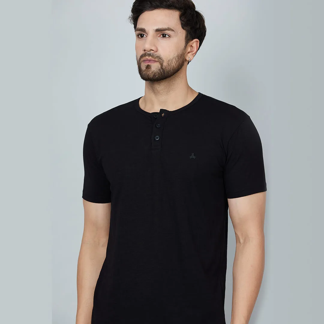 Infinia Men Stretch Slub Henley T-shirt