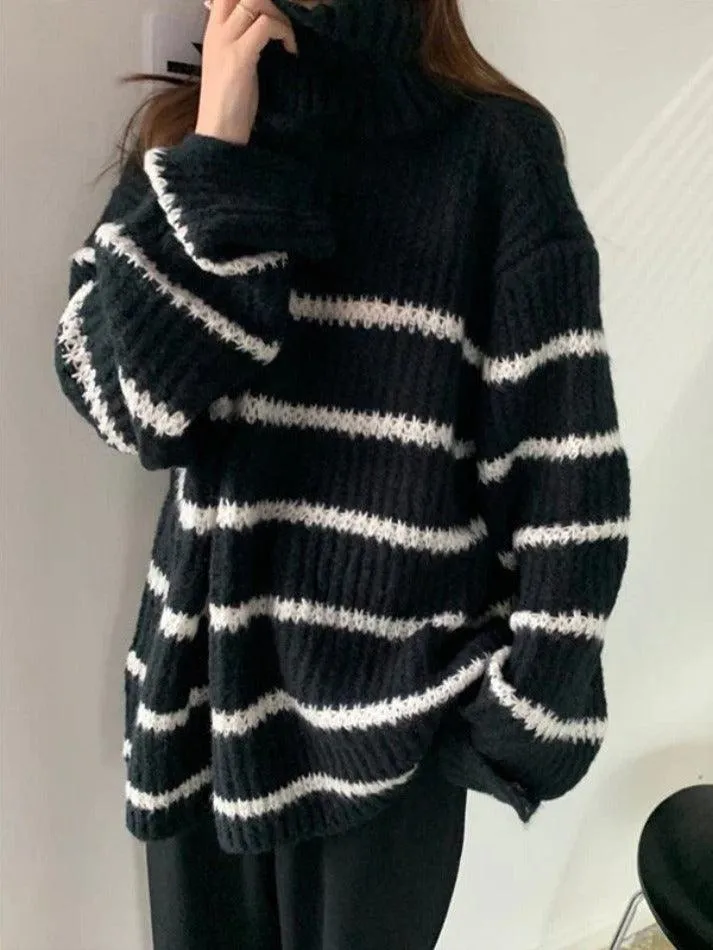 Joskaa Turtleneck Striped Knit Sweater