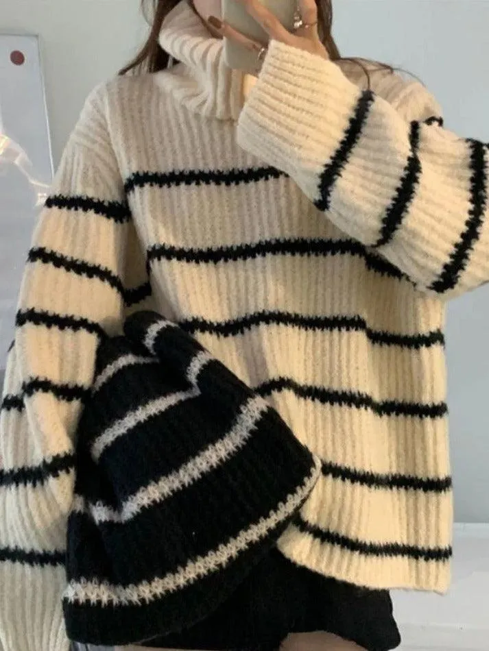 Joskaa Turtleneck Striped Knit Sweater