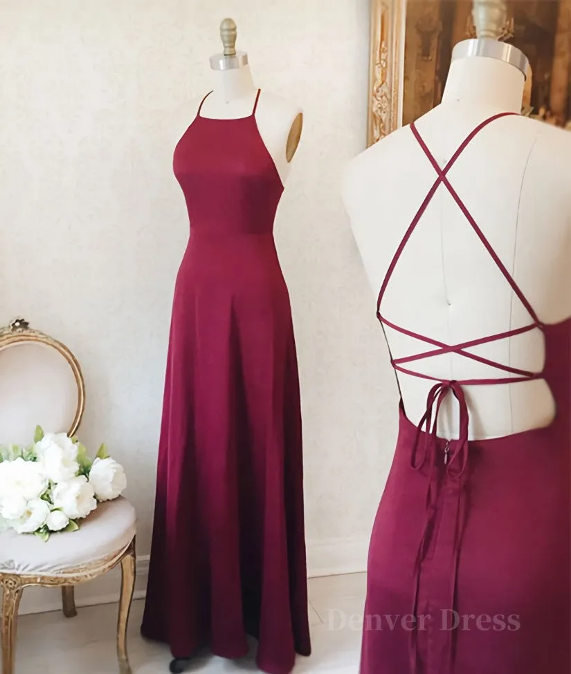 kamahe Simple burgundy long prom dress, burgundy evening dress