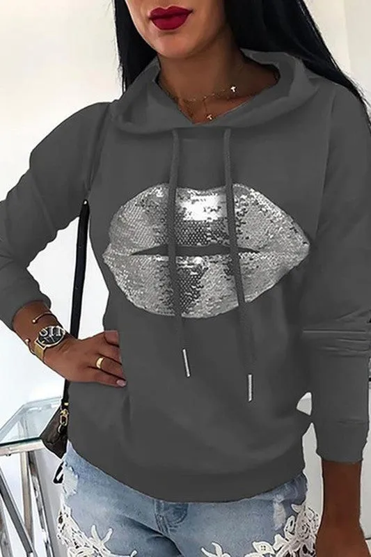 LIP HOODED SWEATSHIRT