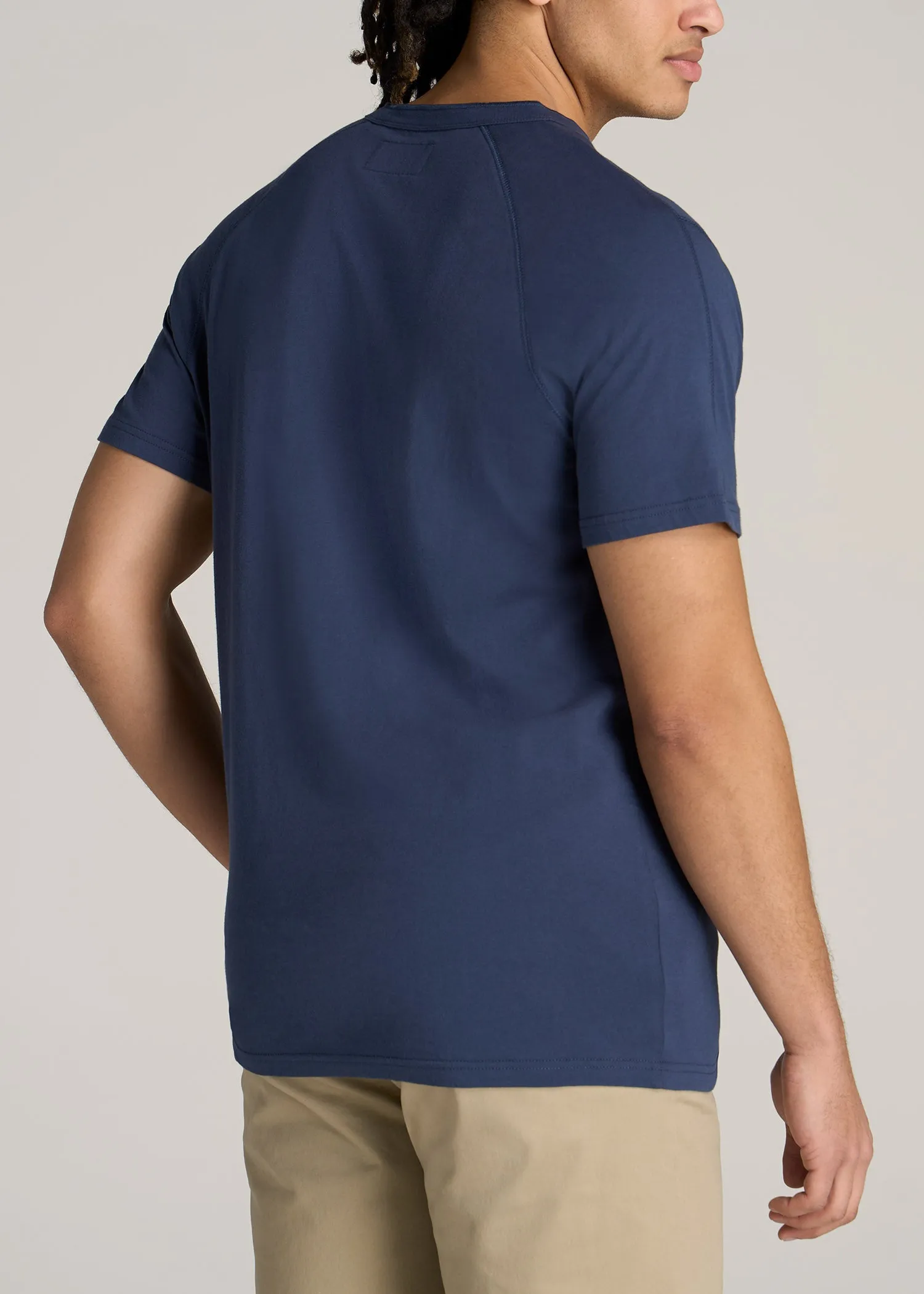 LJ&S REGULAR-FIT Jersey Henley Tee for Tall Men in Vintage Midnight Navy