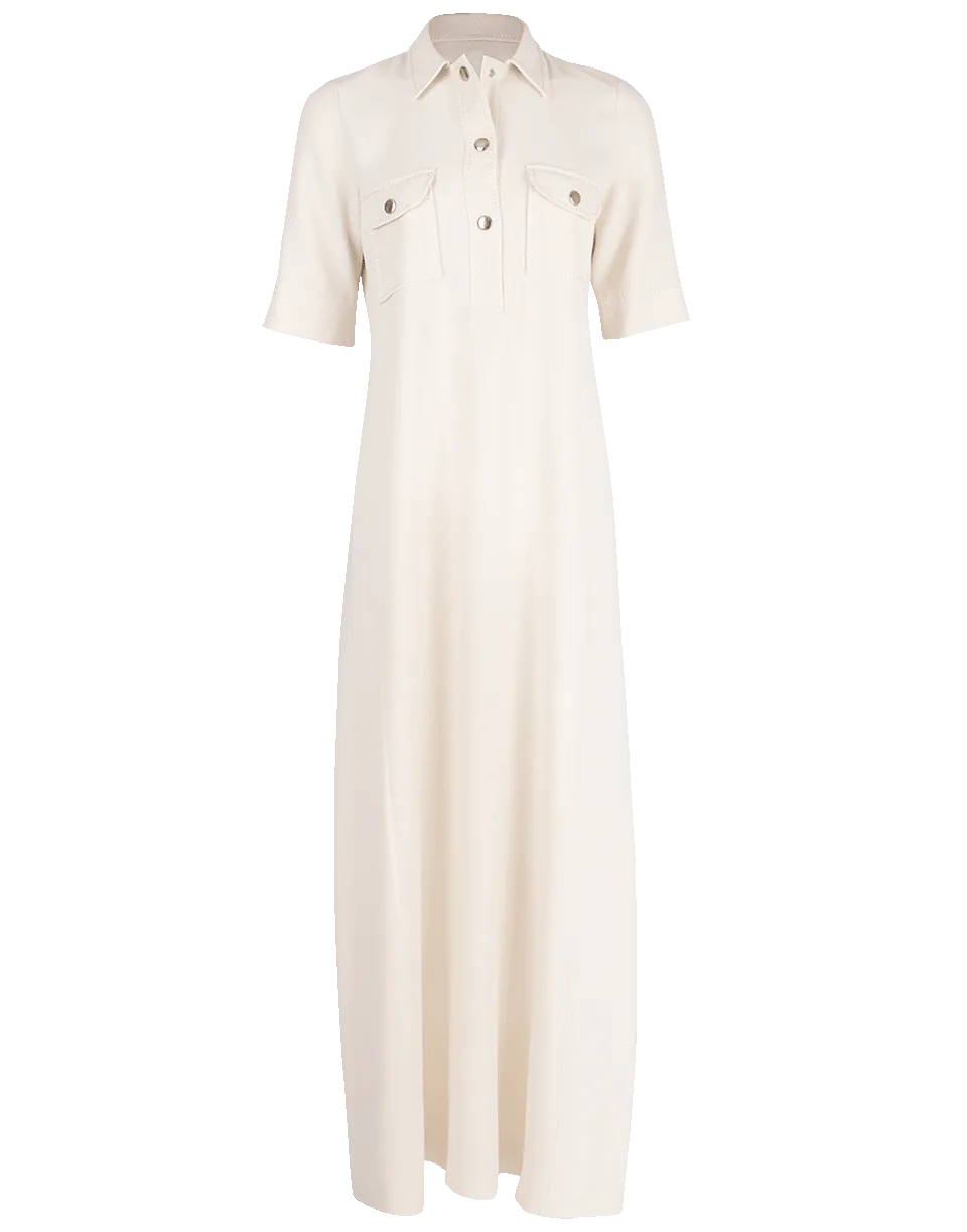 Long Collared Elbow Sleeve Shirt Dress