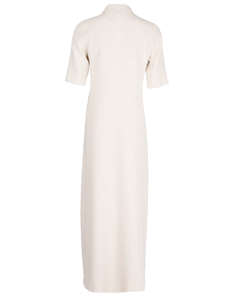 Long Collared Elbow Sleeve Shirt Dress