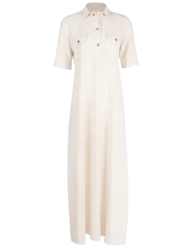 Long Collared Elbow Sleeve Shirt Dress