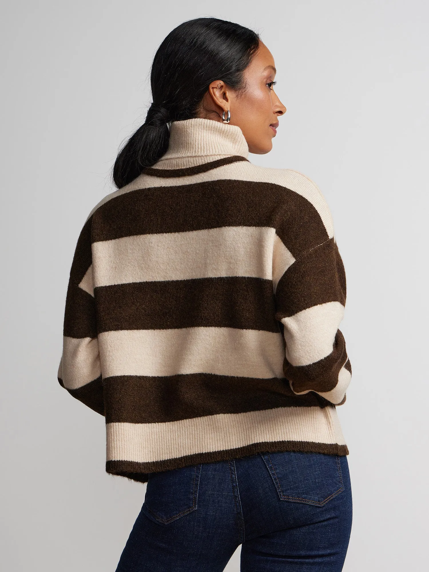 Long Sleeve Striped Turtleneck Sweater