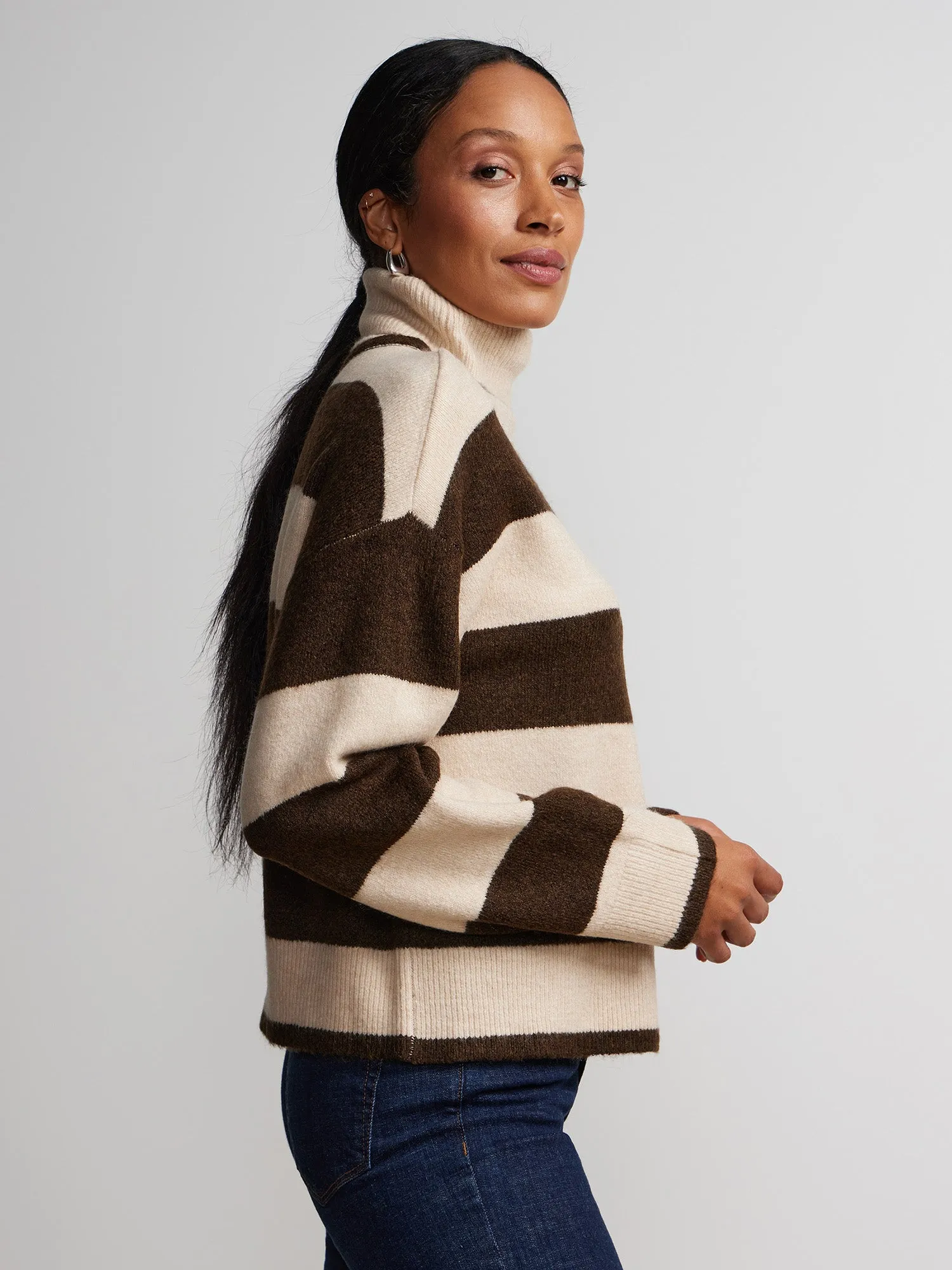 Long Sleeve Striped Turtleneck Sweater